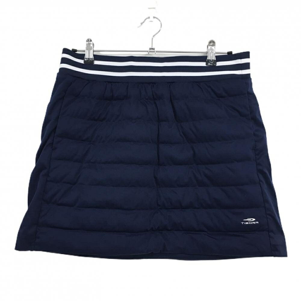 【超美品】ティゴラ 中綿スカート ネイビー×白 ロゴ刺しゅう ウエストゴム 調節紐 レディース XL ゴルフウェア TIGORA