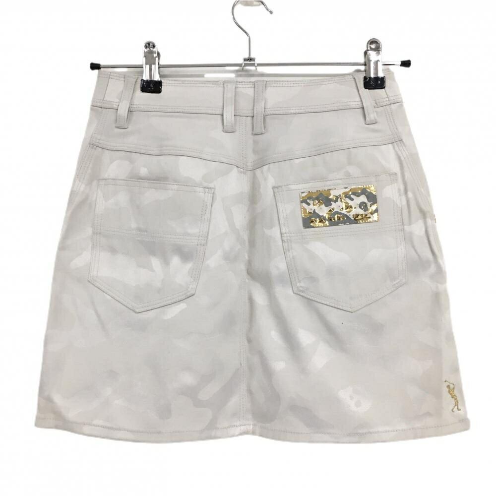 マークアンドロナ スカート ライトグレー スカル 迷彩 カモフラ レディース S ゴルフウェア MARK＆LONA