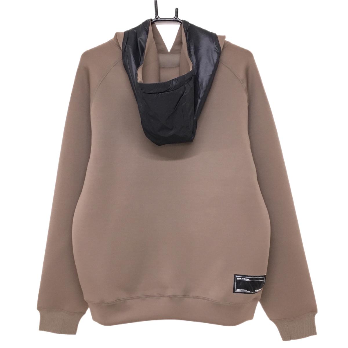 【新品】マークアンドロナ フード付きトレーナー ブラウン×黒 CODE フード異素材 ダンボールニット メンズ 48(L) ゴルフウェア MARK＆LONA