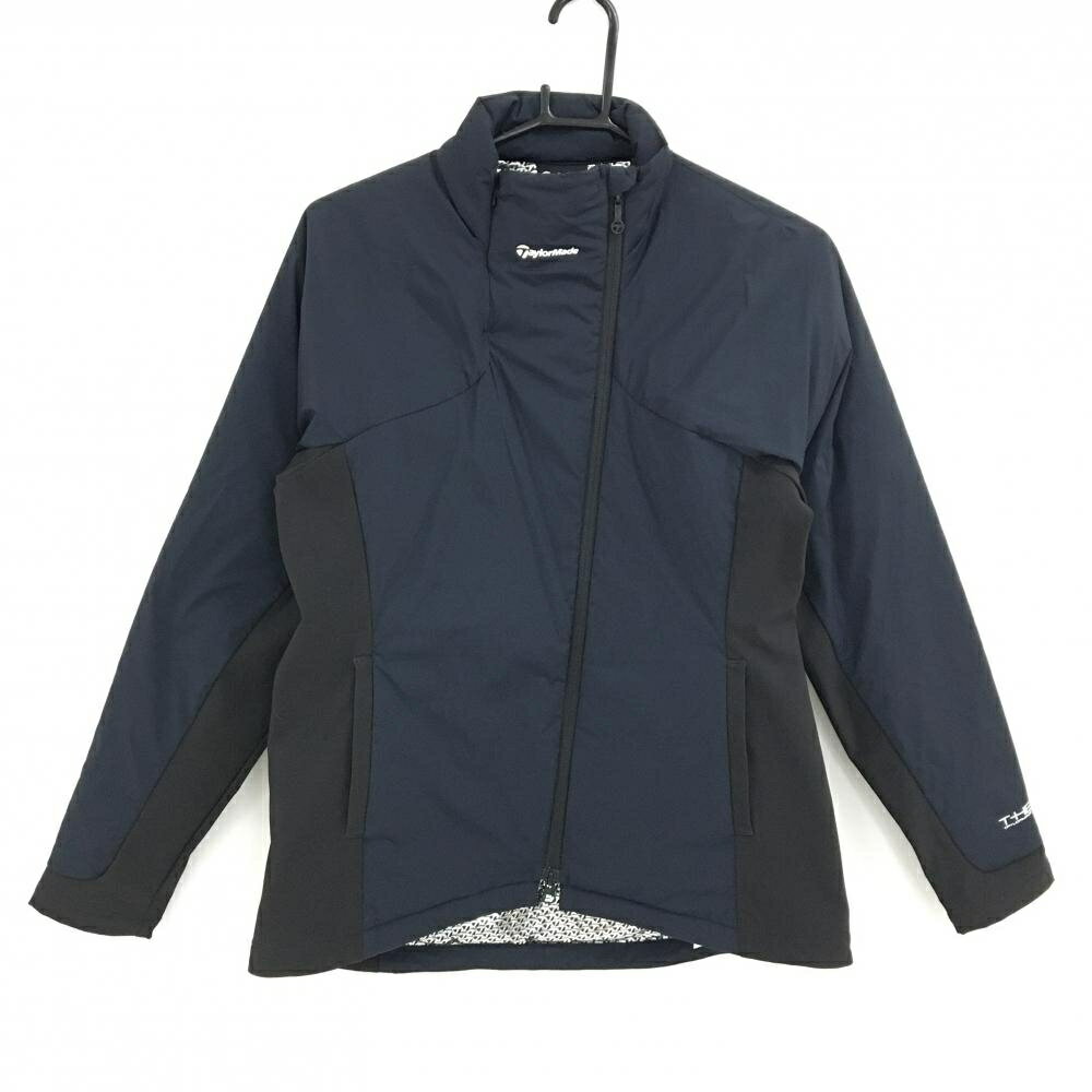 【美品】テーラーメイド 中綿ジャケット ネイビー×黒 サイド切替 裏面ポリウレタンコーティング レディース L ゴルフウェア TaylorMade