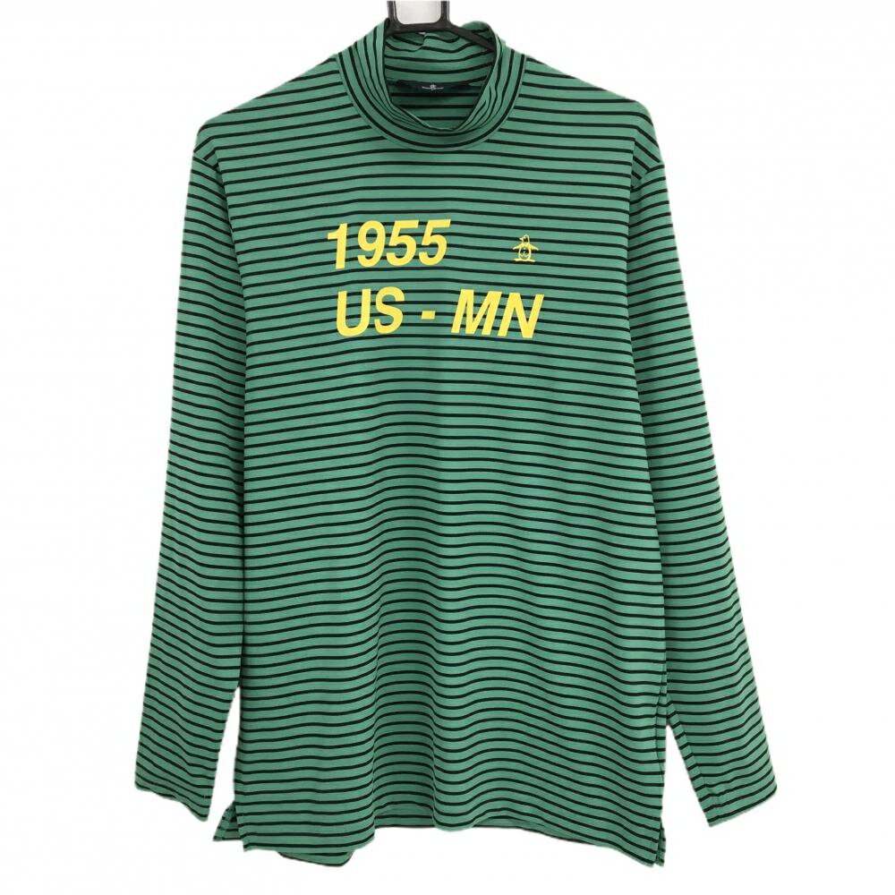 TAKEO KIKUCHI SPORT - 【超美品】マンシングウェア 長袖ハイネックシャツ グリーン×黒 ボーダー ロゴ メンズ L ゴルフウェア Munsingwear