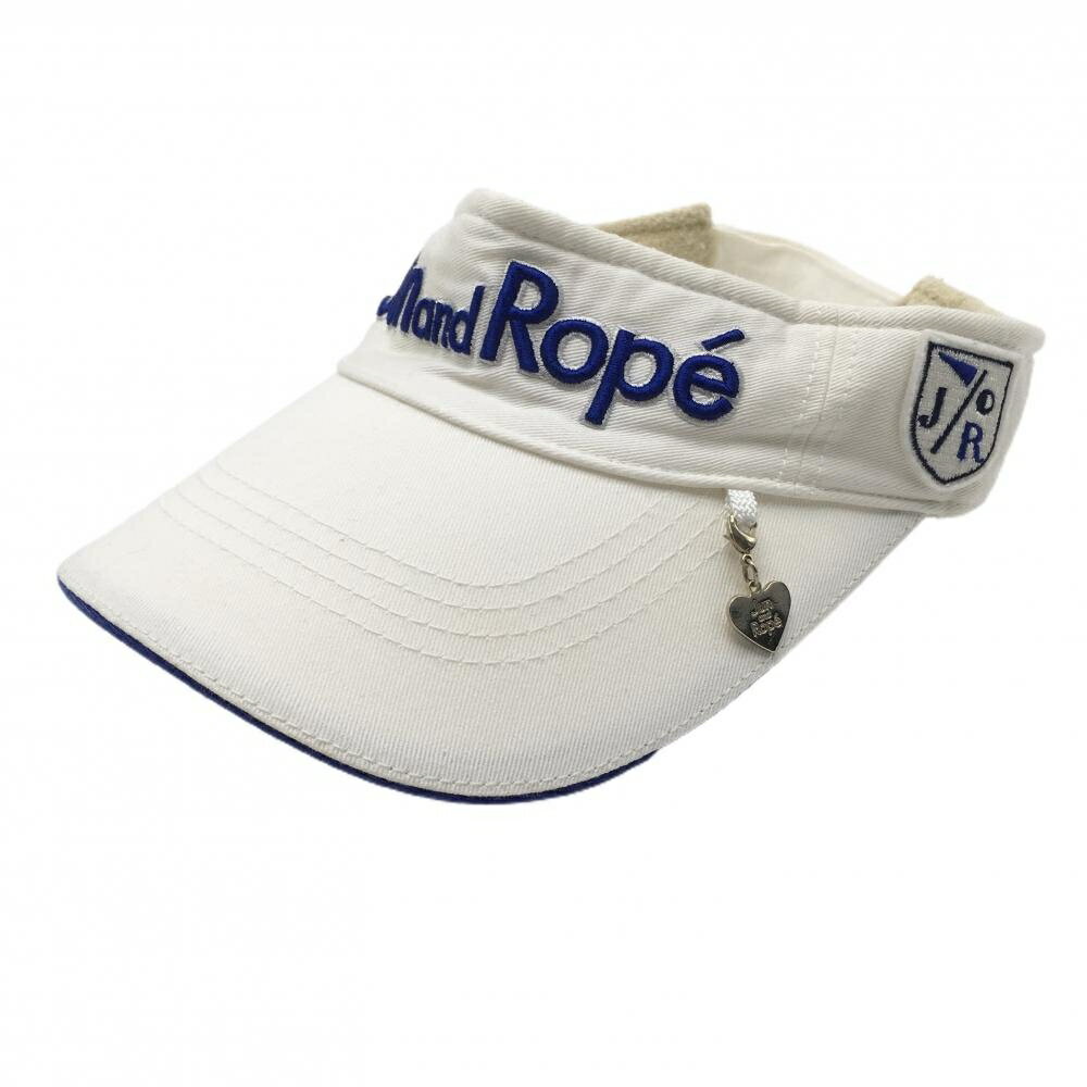 ジュンアンドロペ サンバイザー 白×ブルー 立体ロゴ ハートチャーム付 ゴルフウェア JUN＆ROPE