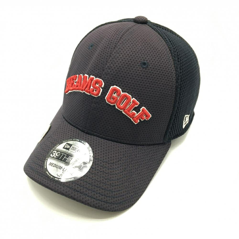 ビームスゴルフ×ニューエラ メッシュキャップ 黒×レッド 立体ロゴ マーカー付 MEDIUM・LARGE ゴルフウェア BEAMS GOLF