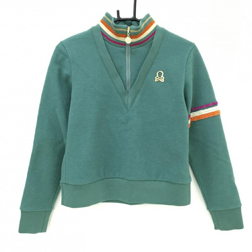 【超美品】マークアンドロナ ハイネックトレーナー 杢グリーン 裏地付 レディース 38(M) ゴルフウェア 2024年モデル MARK＆LONA