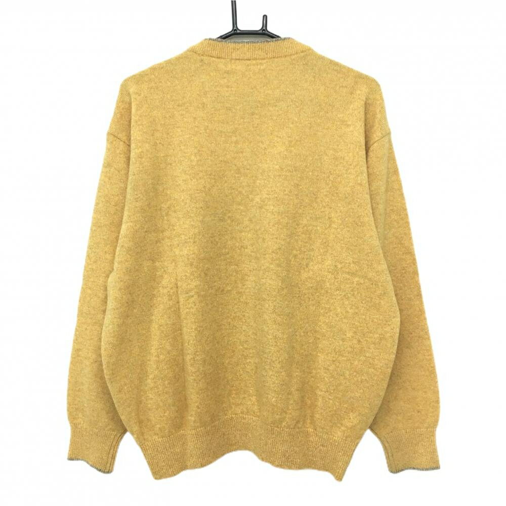 【超美品】アダバット セーター オレンジ系×チャコールグレー フロントロゴ ウール100％ ニット メンズ IV(L) ゴルフウェア adabat