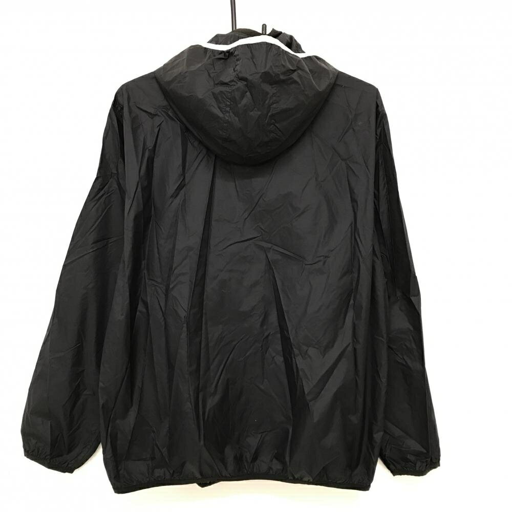 アダバット フード付きナイロンジャケット 黒 胸元ロゴ フード着脱可 メンズ 48(L) ゴルフウェア adabat