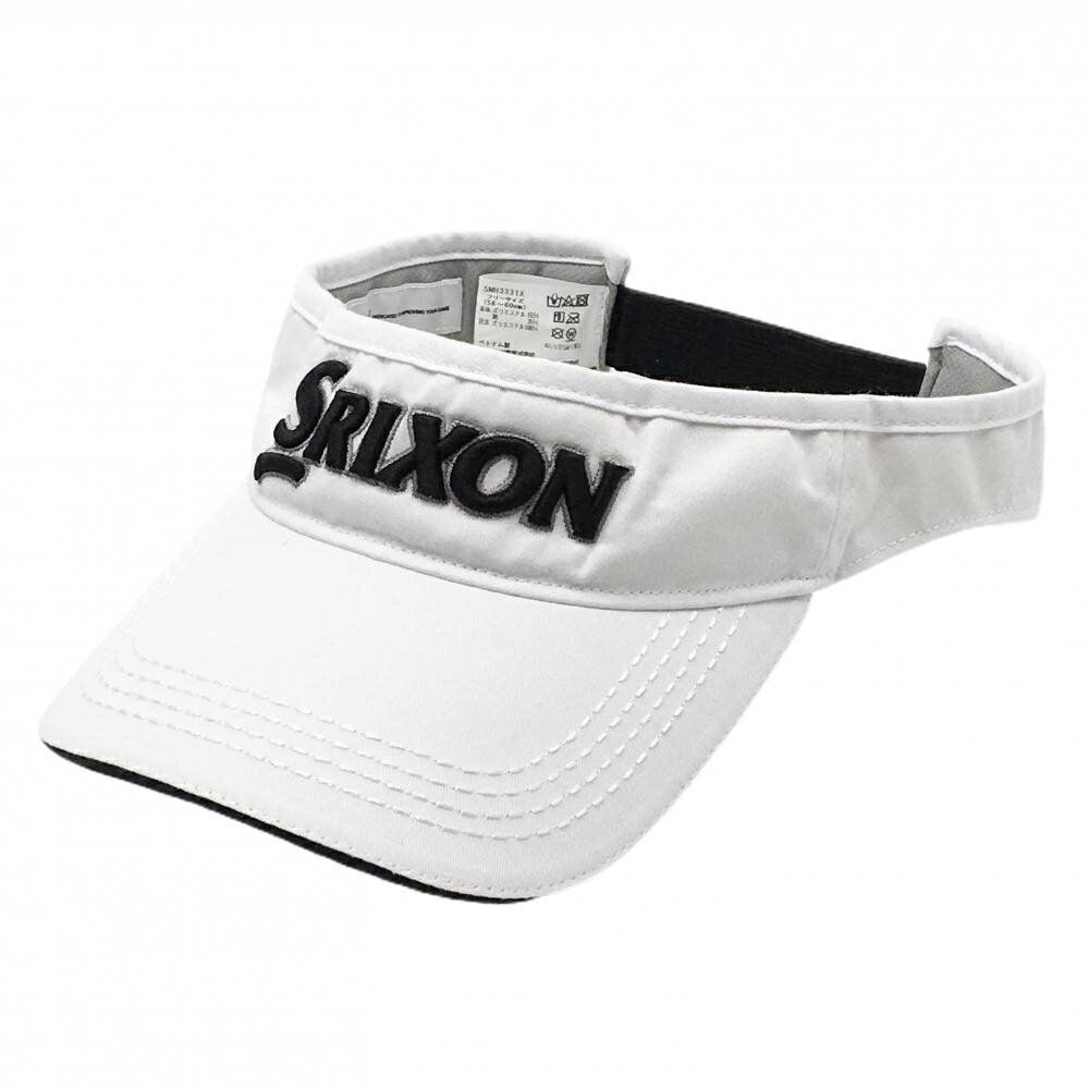 スリクソン サンバイザー 白×黒 立体ロゴ刺しゅう フリーサイズ(56-60cm) ゴルフウェア SRIXON