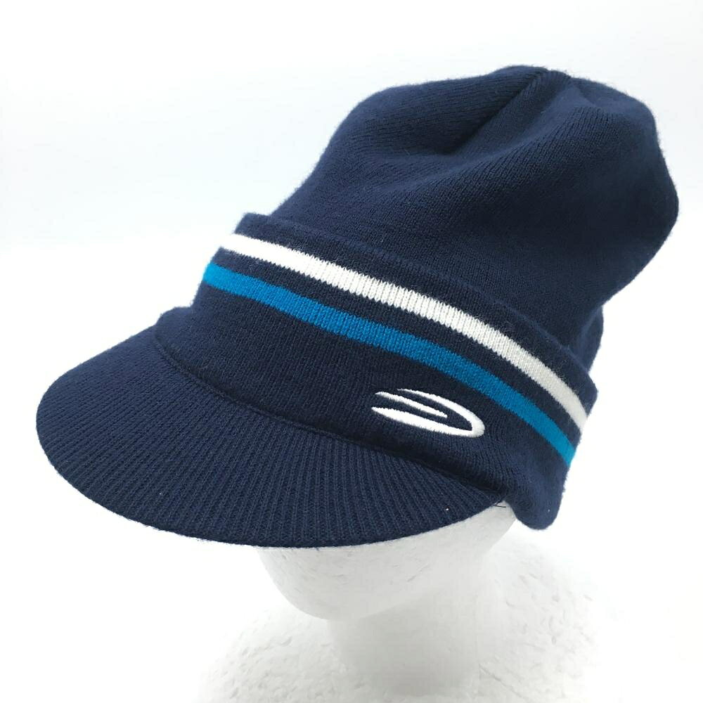 PARADISO - 【超美品】パラディーゾ つば付きニット帽 ネイビー ロゴ フリーサイズ(56-59cm) ゴルフウェア Paradiso