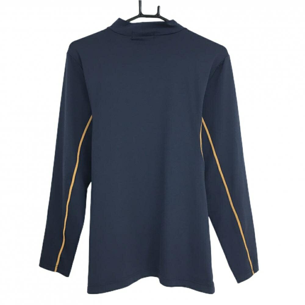 【美品】ルコックゴルフ ハイネックインナーシャツ ネイビー×オレンジ 袖ロゴプリント メンズ M ゴルフウェア le coq sportif