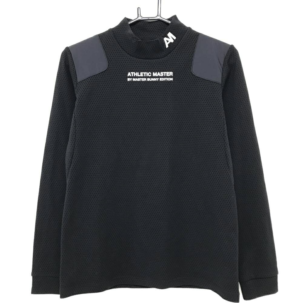 【当店ポイント10倍！楽天スーパーセール期間限定】【美品】マスターバニー 長袖ハイネックシャツ 黒 総柄地模様 肩素材 裏起毛 レディース 2(L) ゴルフウェア MASTER BUNNY EDITION