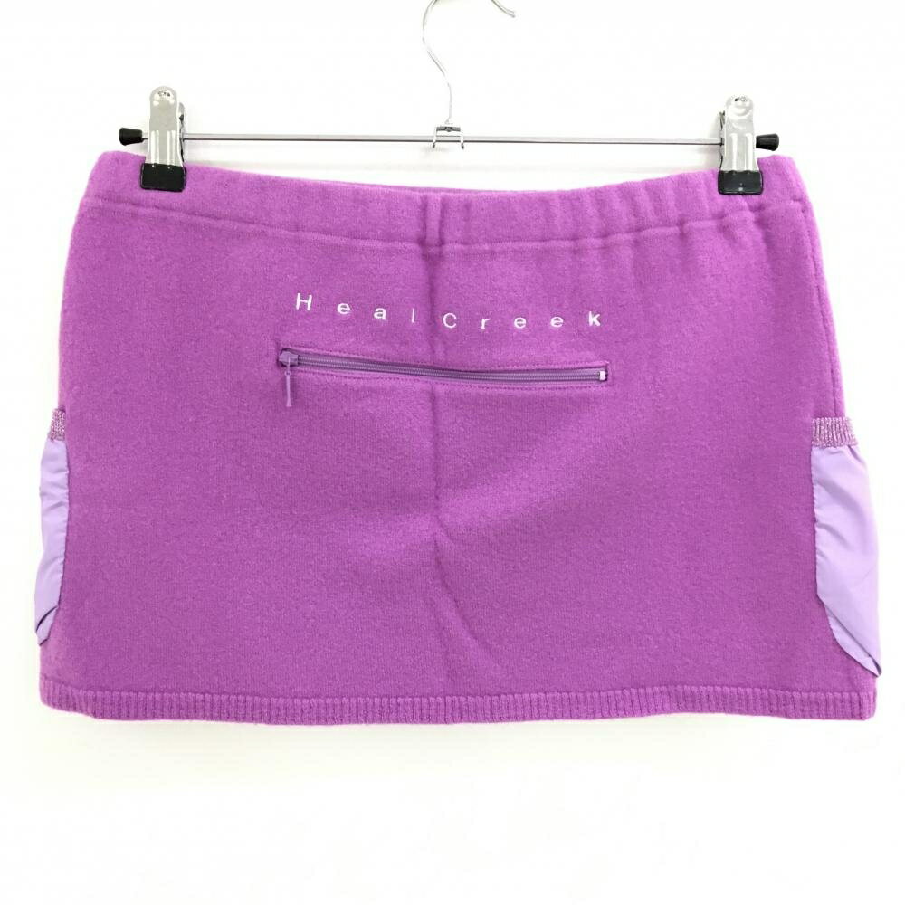 【美品】ヒールクリーク ニットスカート ピンクパープル ウール100% レディース 42(L) ゴルフウェア Heal Creek