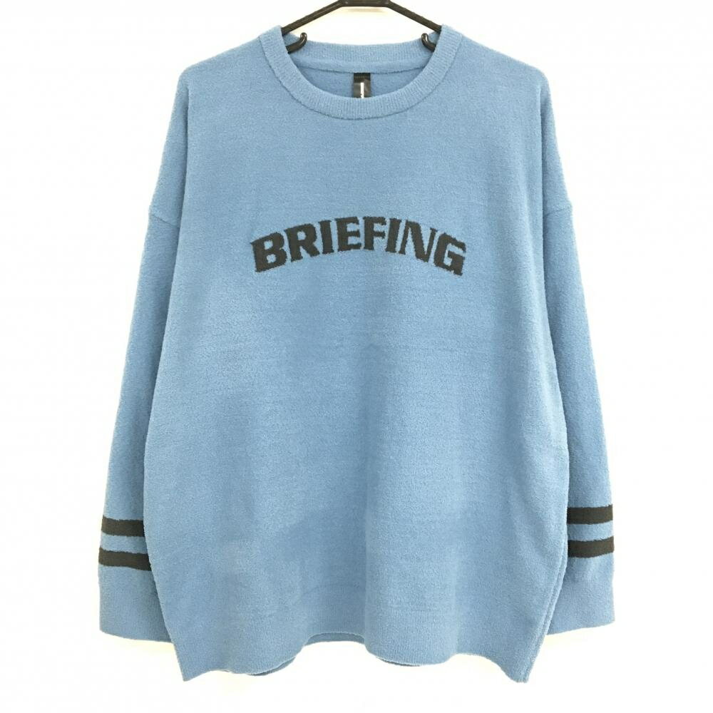 【超美品】ブリーフィング セーター ライトブルー×黒 フロントロゴ ニット メンズ L ゴルフウェア 2025年モデル BRIEFING