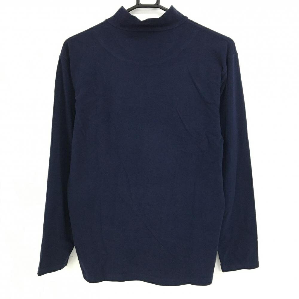 【美品】レザレクション 長袖ハイネックシャツ ネイビー 表微起毛 アクリル混 ロゴ刺しゅう メンズ M ゴルフウェア Resurrection