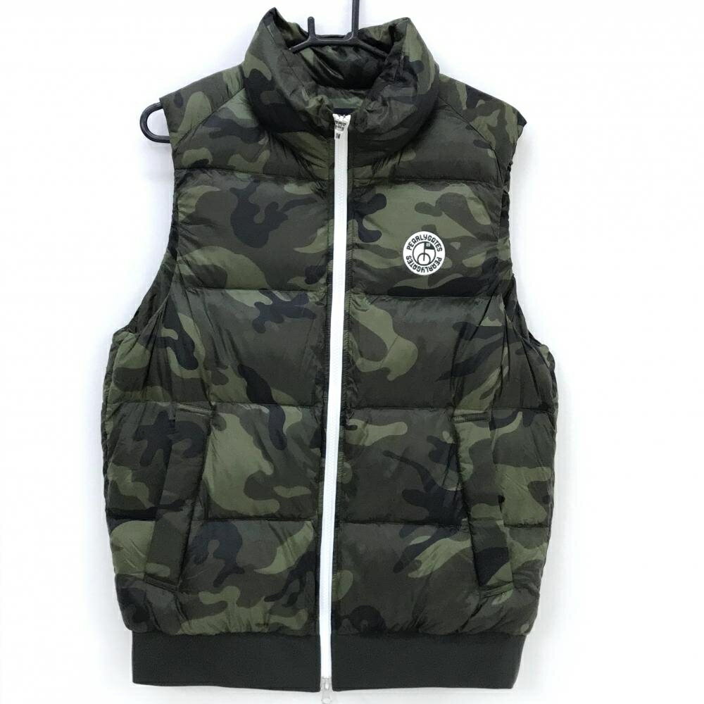 【超美品】パーリーゲイツ ダウンベスト カーキ×黒 迷彩 カモフラ 軽量 メンズ 5(L) ゴルフウェア PEARLY GATES