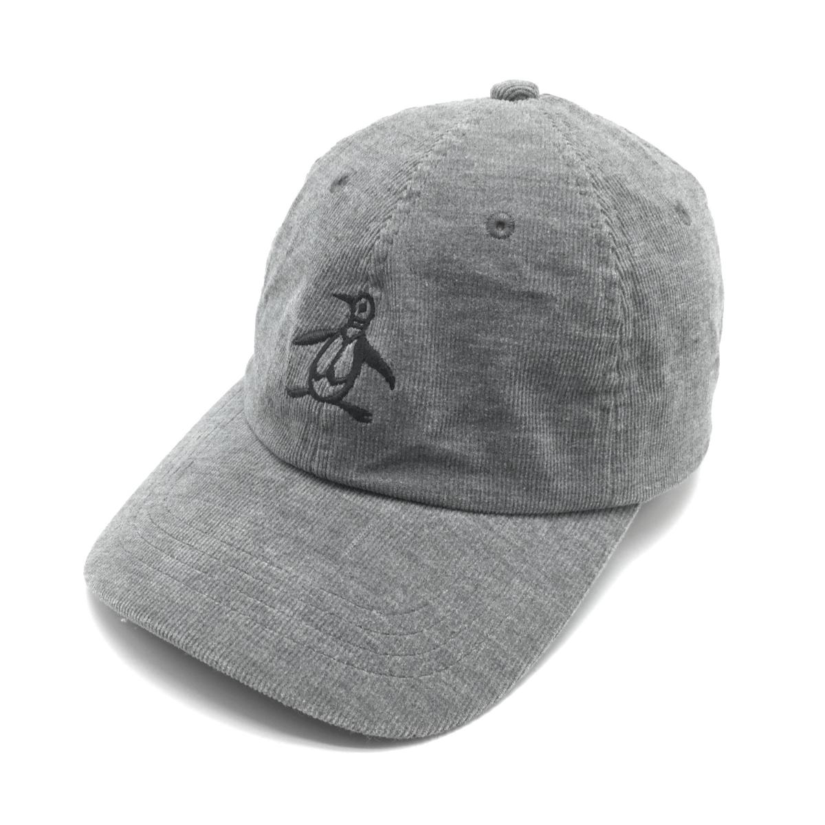 【美品】マンシングウェア キャップ グレー コーデュロイ調 ロゴ刺しゅう F(56-60cm) ゴルフウェア Munsingwear