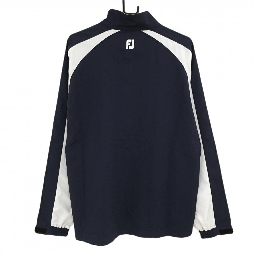 【美品】フットジョイ ブルゾン ネイビー×白 ハーフジップ 薄手 メンズ L ゴルフウェア FootJoy
