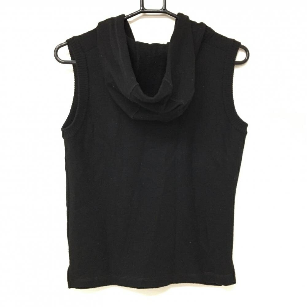 ダンスウィズドラゴン フード付ニットベスト 黒 フロントスカル ウール100％ レディース 3(L) ゴルフウェア Dance With Dragon