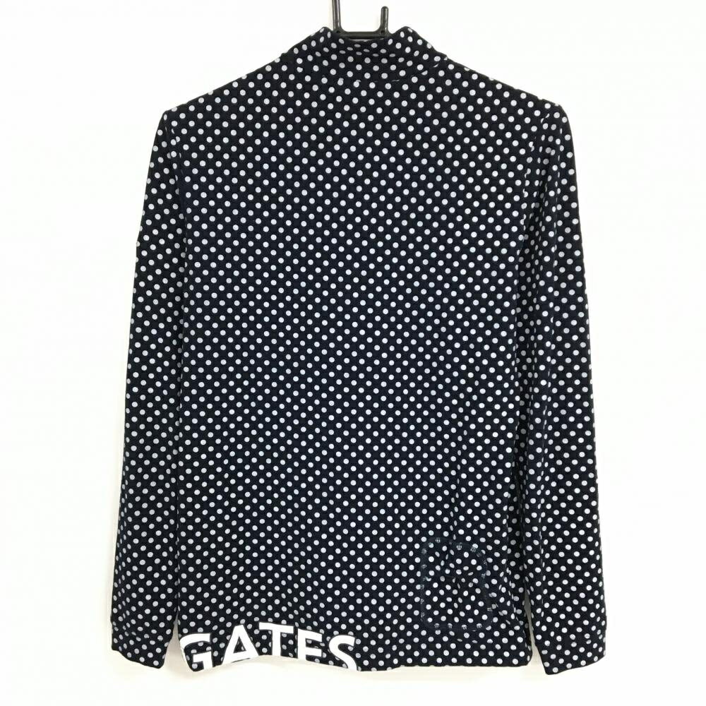 【超美品】パーリーゲイツ 長袖ハイネックシャツ ネイビー×白 ドット 表微起毛 ハ...