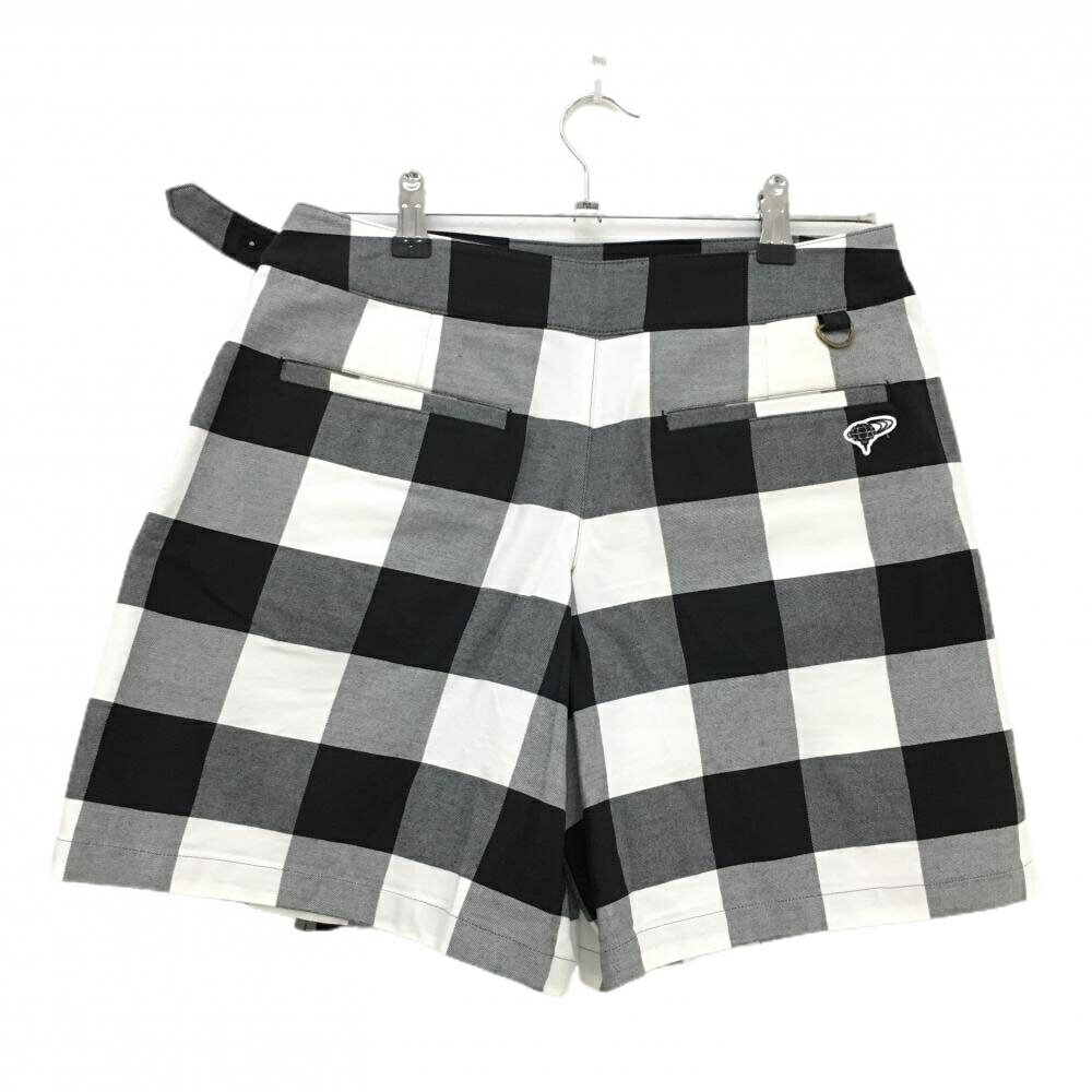【超美品】ビームスゴルフ キュロットスカート 白×黒 ブロックチェック ストレッチ レディース L ゴルフウェア BEAMS GOLF