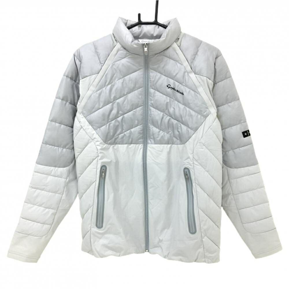 【超美品】テーラーメイド 2WAY中綿ジャケット グレー ロゴ黒 袖着脱可 メンズ M ゴルフウェア TaylorMade