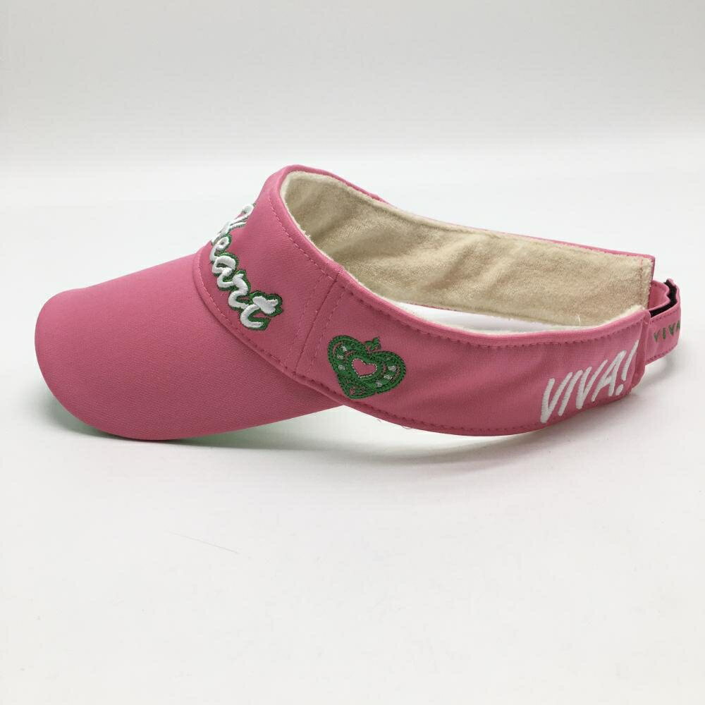 ビバハート サンバイザー ピンク×白 立体ロゴ刺しゅう 内側パイル地 レディース 40 ゴルフウェア VIVA HEART