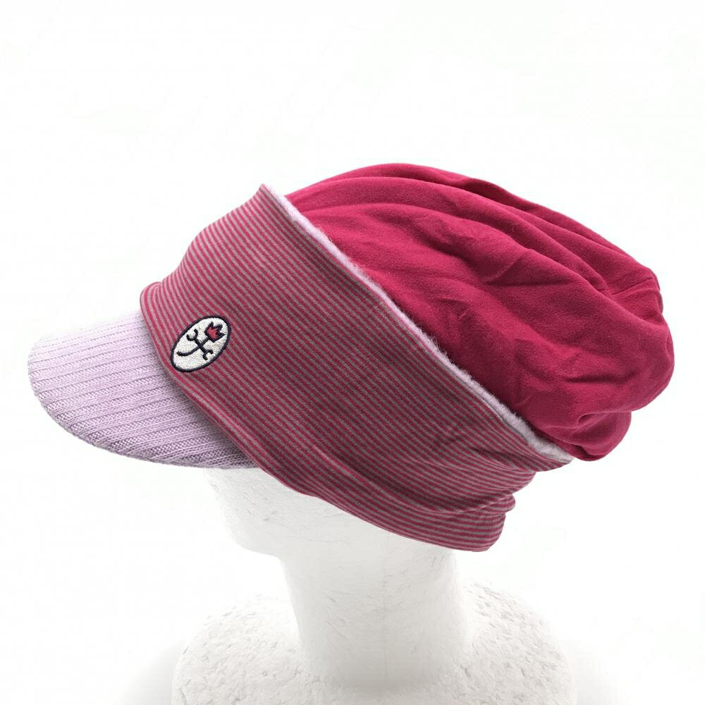 【新品】カステルバジャック つば付リバーシブルニット帽 ピンクレッド×ライトピンク 42(57cm) ゴルフウェア CASTELBAJAC