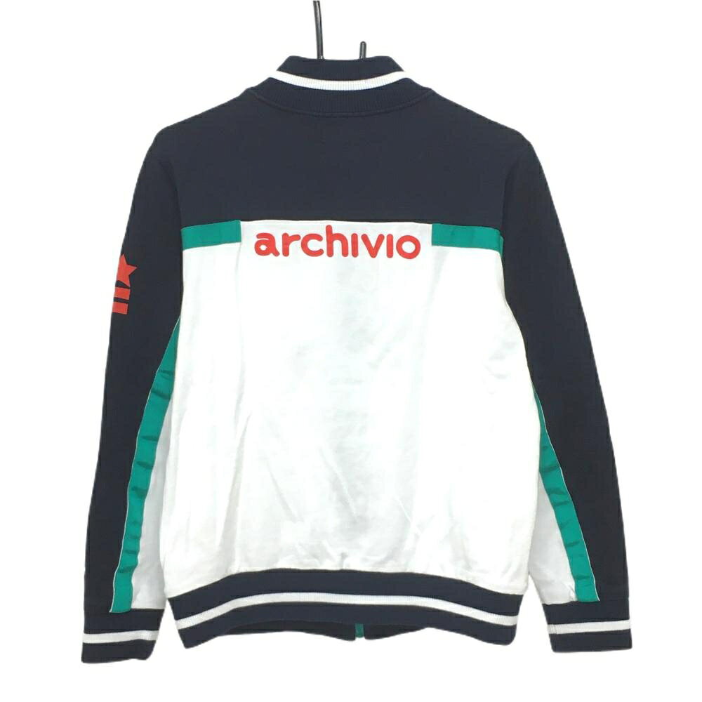 アルチビオ ジャケットブルゾン 白×ネイビー×グリーン 胸袖ライン ワッペン メンズ 46(M) ゴルフウェア archivio