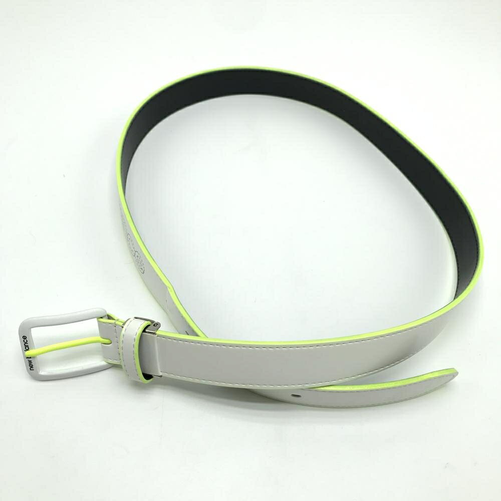 【美品】ニューバランス ベルト 白×蛍光イエロー バックル白 メンズ ゴルフウェア New Balance