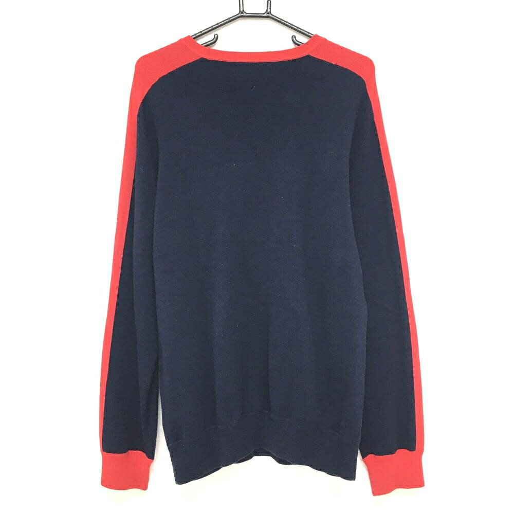 ラルフローレン セーター ネイビー×レッド バイカラー ロゴ刺しゅう メンズ LG ゴルフウェア Ralph Lauren