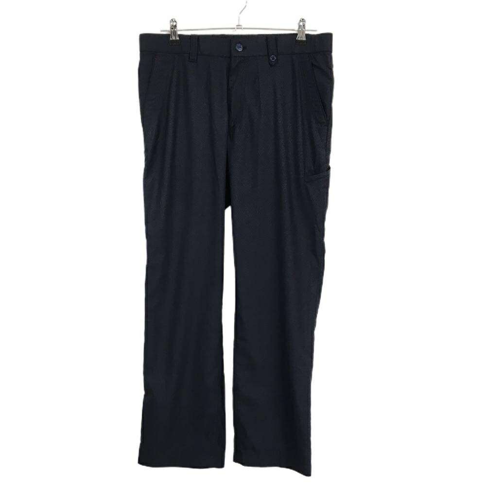 【美品】アダバット パンツ ダークネイビー 斜めストライプ 蓄熱裏地 後ろウエストゴム メンズ 50(XL) ゴルフウェア adabat