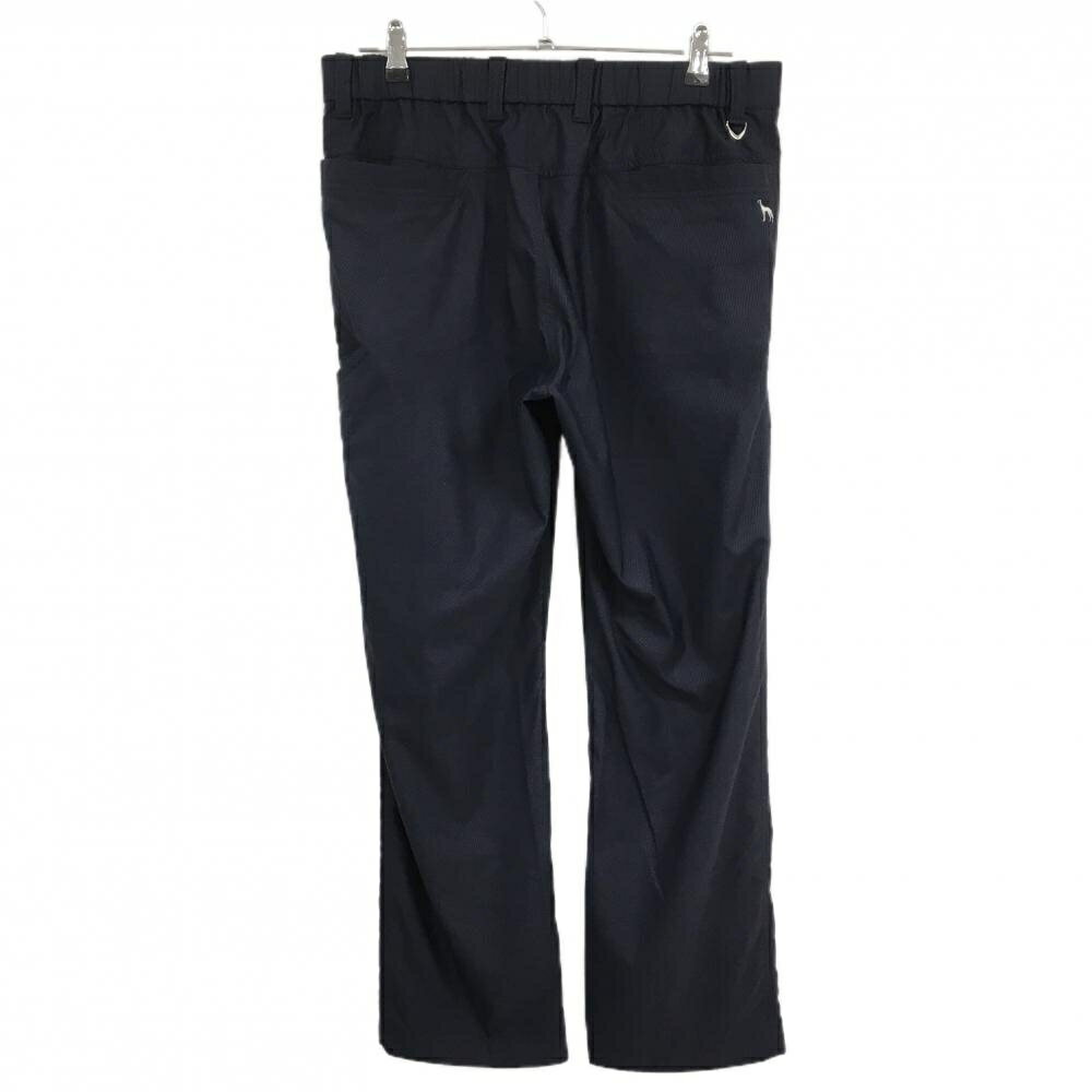 【美品】アダバット パンツ ダークネイビー 斜めストライプ 蓄熱裏地 後ろウエストゴム メンズ 50(XL) ゴルフウェア adabat