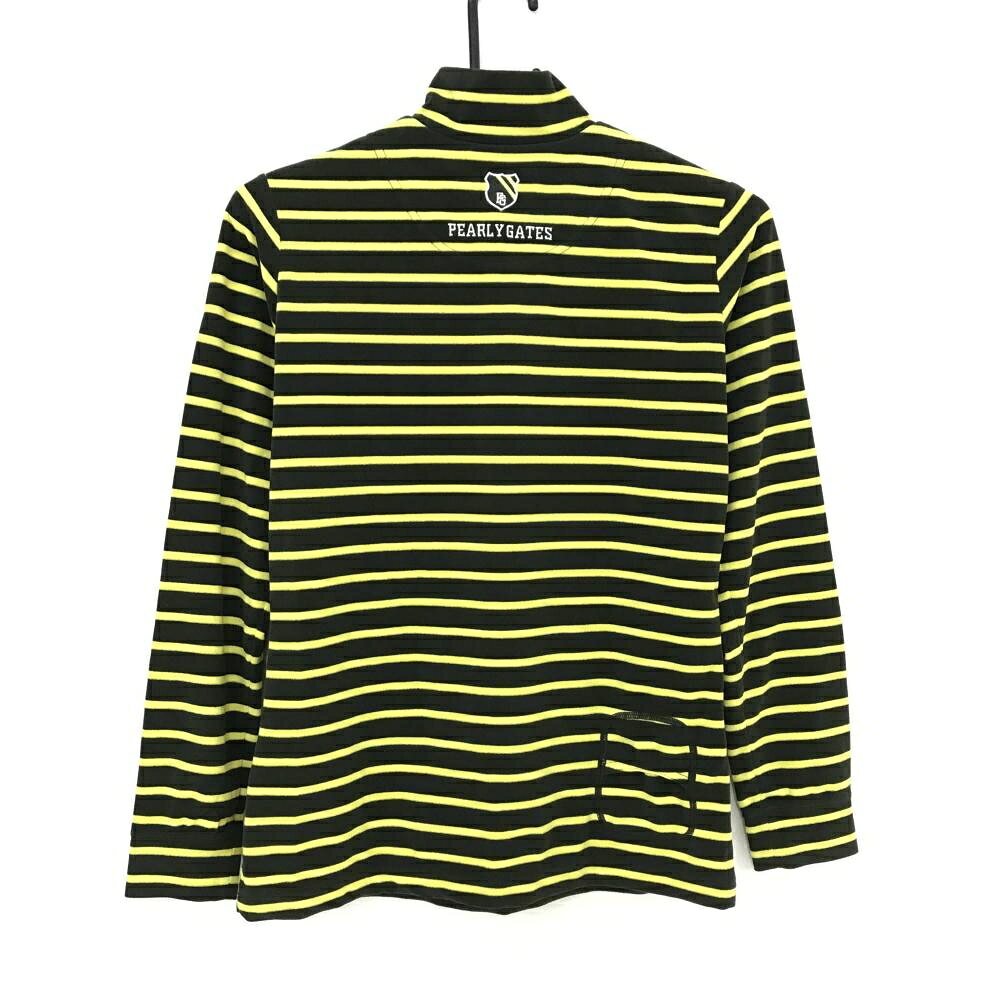 レオナード 楽天市場店の【超美品】パーリーゲイツ 長袖ハイネックシャツ カーキ×イエロー ボーダー 表起毛 レディース 1(M) ゴルフウェア PEARLY GATES｜アングル2