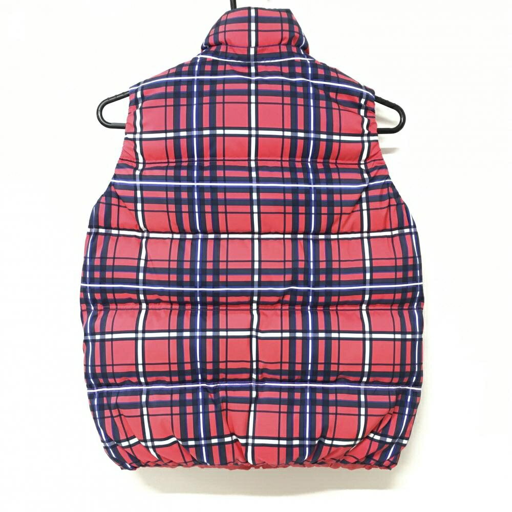 ルコックゴルフ リバーシブルダウンベスト ピンク×ネイビー×白 チェック 裏ピンク無地 胸ロゴ レディース M ゴルフウェア le coq sportif