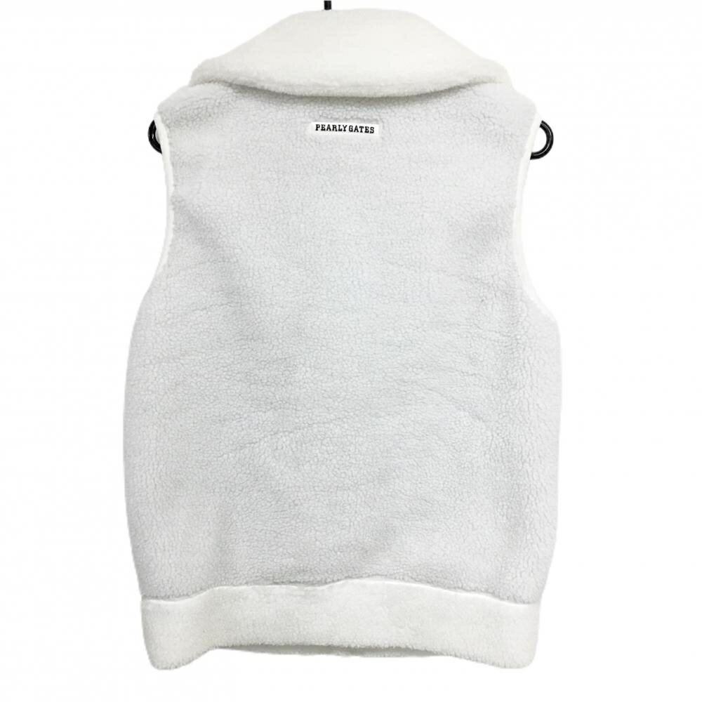 【美品】パーリーゲイツ ボアベスト 白×ダークネイビー 前面下部柄 蓄熱裏地 メンズ 4(M) ゴルフウェア PEARLY GATES