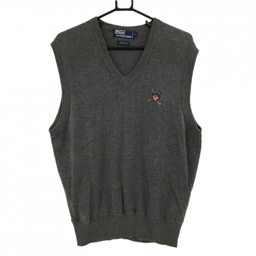 ポロゴルフ ニットベスト グレー系 コットン100% メンズ L ゴルフウェア Ralph Lauren
