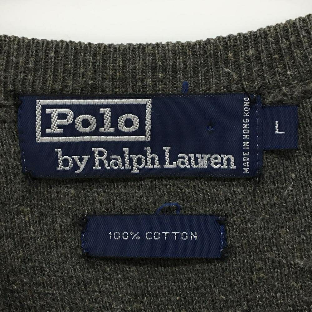 ポロゴルフ ニットベスト グレー系 コットン100% メンズ L ゴルフウェア Ralph Lauren