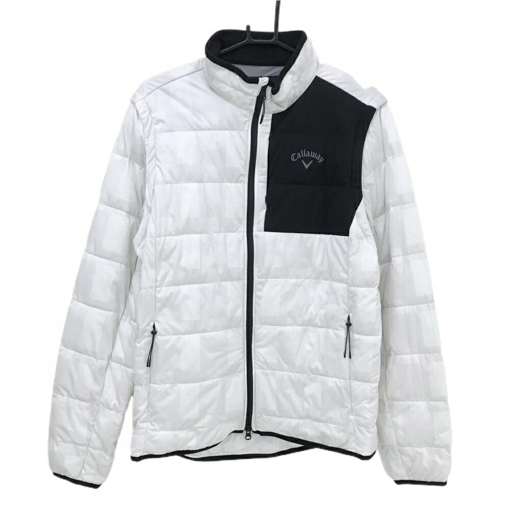 キャロウェイ 2WAY中綿ジャケット 白×ライトグレー チェック 袖着脱可 メンズ LL ゴルフウェア Callaway