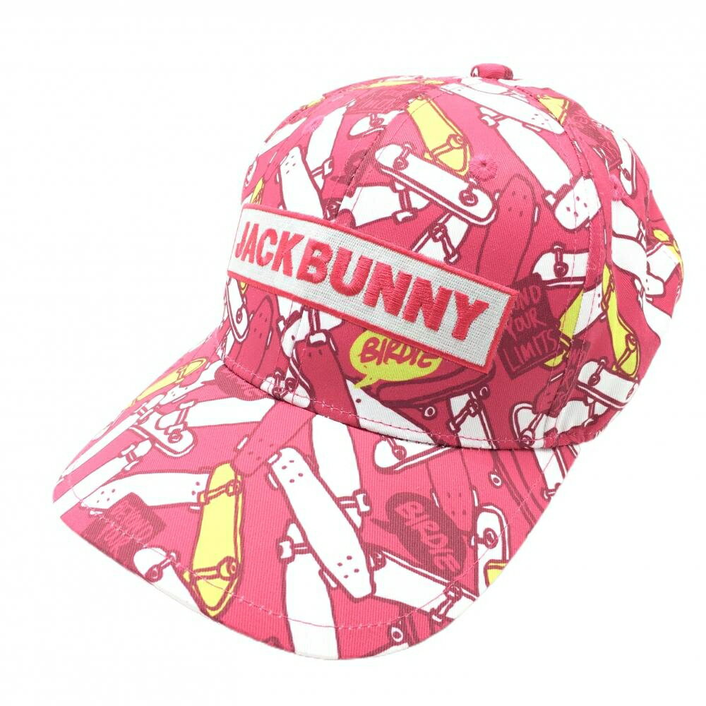 Other - 【超美品】ジャックバニー キャップ ピンク×白 スケートボード総柄 ロゴ刺しゅう FR ゴルフウェア Jack Bunny