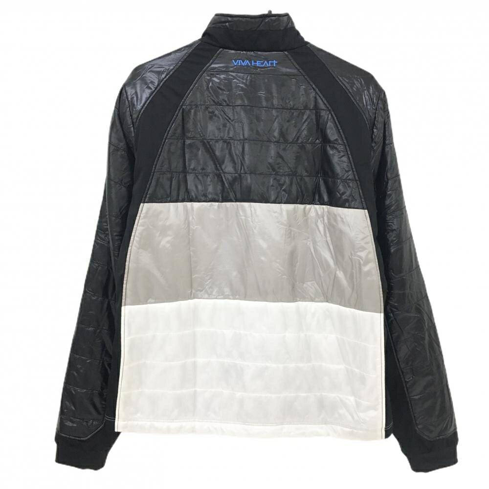 【美品】ビバハート 中綿ジャケット 黒×グレー 光沢感 ロゴ刺しゅう メンズ 52(XL) ゴルフウェア VIVA HEART
