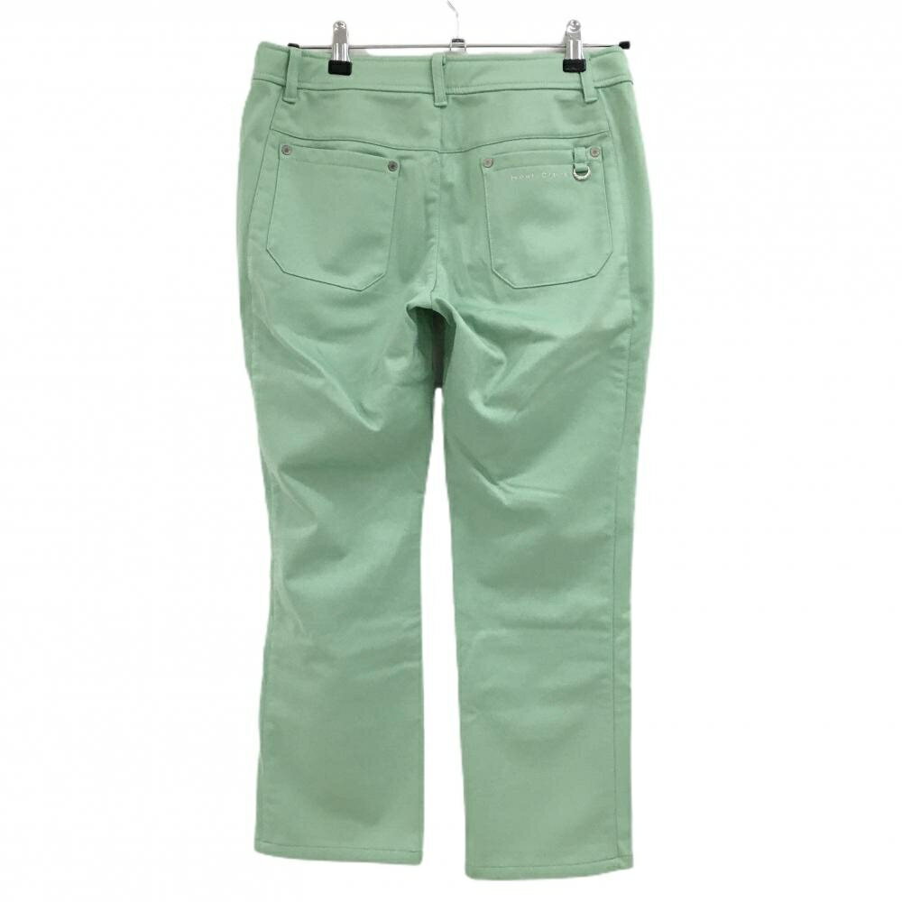 【美品】ヒールクリーク パンツ ライトグリーン シンプル ロゴ刺しゅう ストレッチ 裏起毛 レディース 42(L) ゴルフウェア Heal Creek