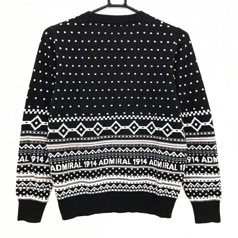 【美品】アドミラル セーター 黒×白 総柄 ニット レディース L ゴルフウェア Admiral