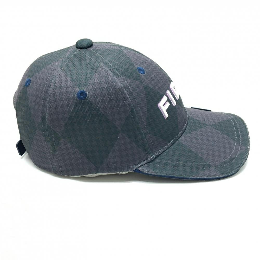 【新品】フィドラ キャップ グレー ダイヤ柄 千鳥格子 吸水速乾 接触冷感 FREE ゴルフウェア FIDRA