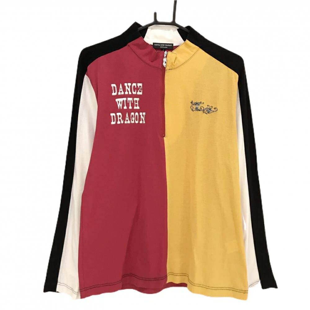Other - 【美品】ダンスウィズドラゴン 長袖ハイネックシャツ マスタードイエロー×レッド系×白 メンズ 3(L) ゴルフウェア Dance With Dragon