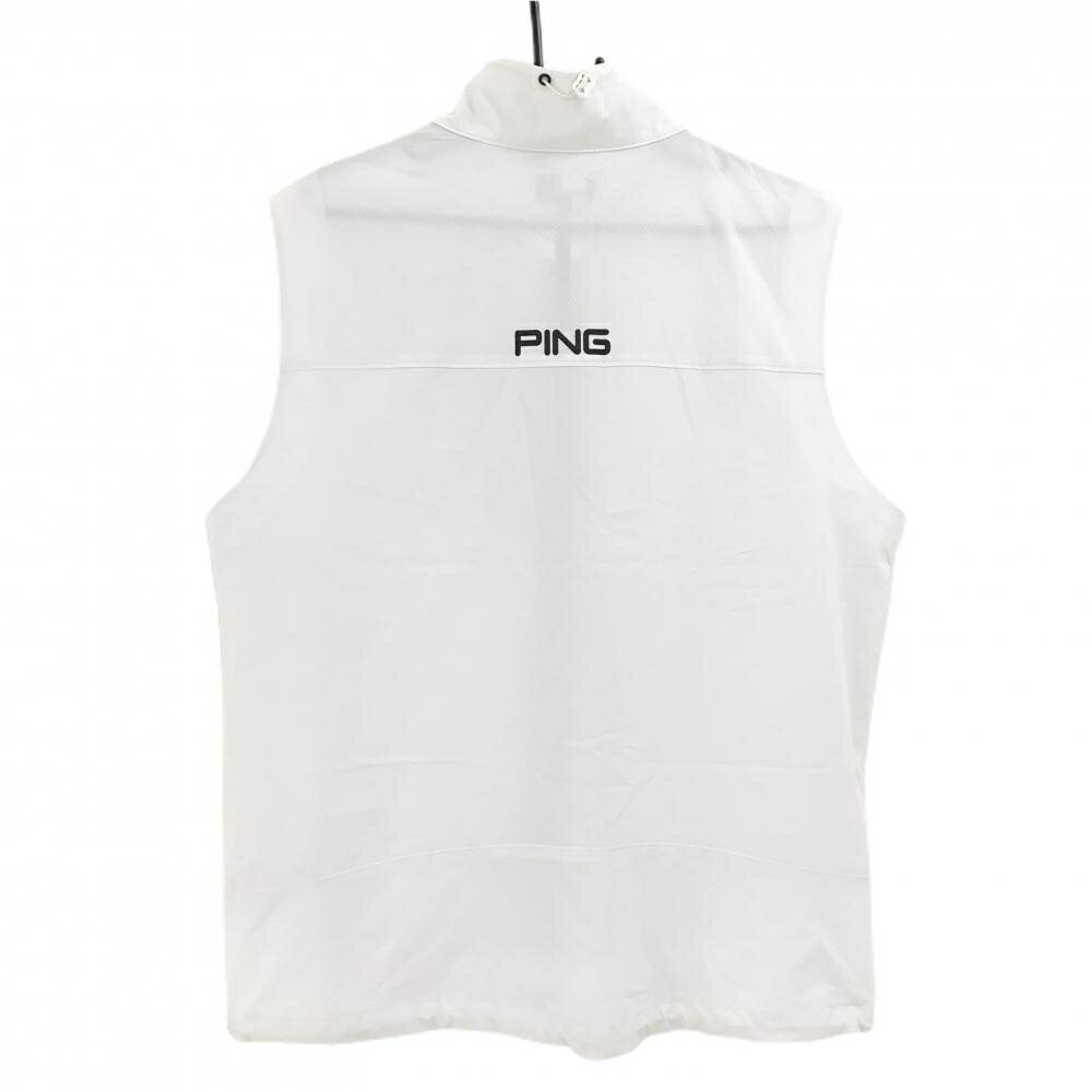 【美品】ピン アウターベスト 白×黒 ロゴ刺しゅう 裏地メッシュ メンズ 3L ゴルフウェア 大きいサイズ PING