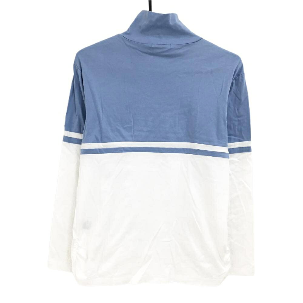ヒールクリーク 長袖ハイネックシャツ 白×ライトブルー バイカラー レディース 40(M) ゴルフウェア Heal Creek