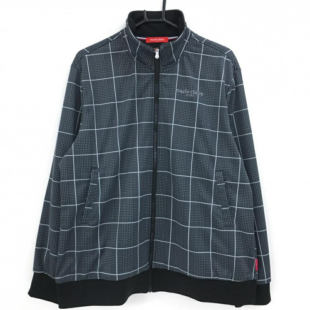 【新品】マリクレールスポール ジャケット グレー×黒 グレンチェック 裏起毛 レディース 5L ゴルフウェア 大きいサイズ marie claire