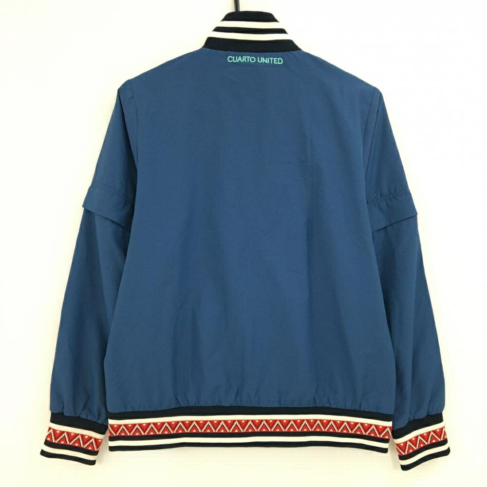 【超美品】クアルトユナイテッド 2WAYブルゾン ネイビー×ピンク 袖口・裾総柄 袖着脱可 レディース M ゴルフウェア CUARTO UNITED