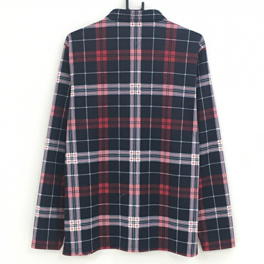 トミーヒルフィガー 長袖ポロシャツ レッド×ネイビー チェック ロゴ メンズ LL ゴルフウェア Tommy Hilfiger Golf