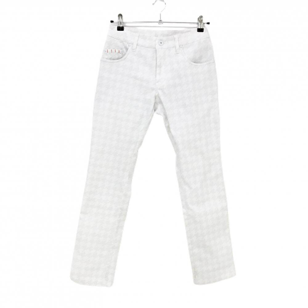 キスマーク パンツ 白×ライトグレー 千鳥格子 レディース 9 ゴルフウェア kissmark