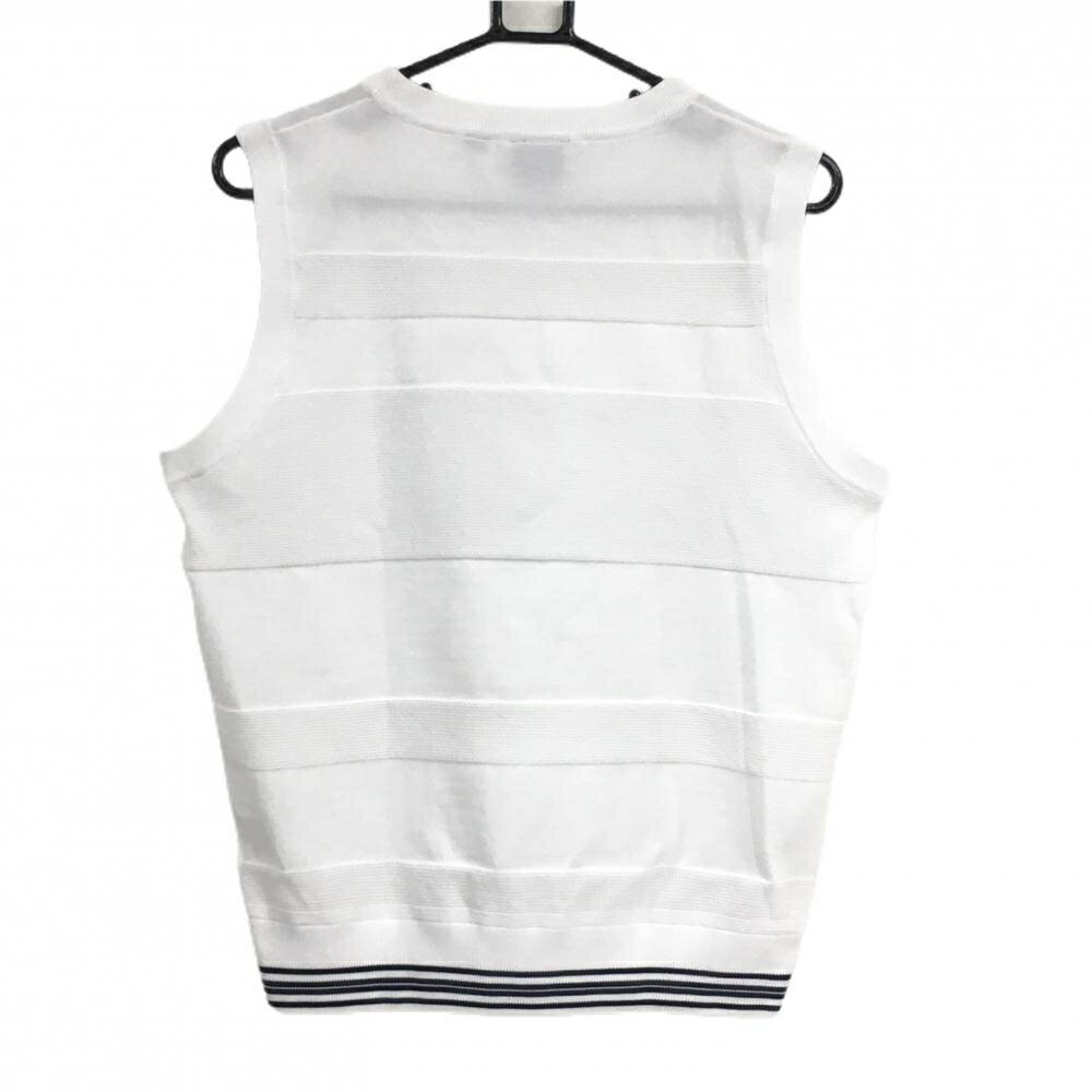 フィドラ ニットベスト 白 ボーダー織生地 ワッペン メンズ M/M ゴルフウェア FIDRA